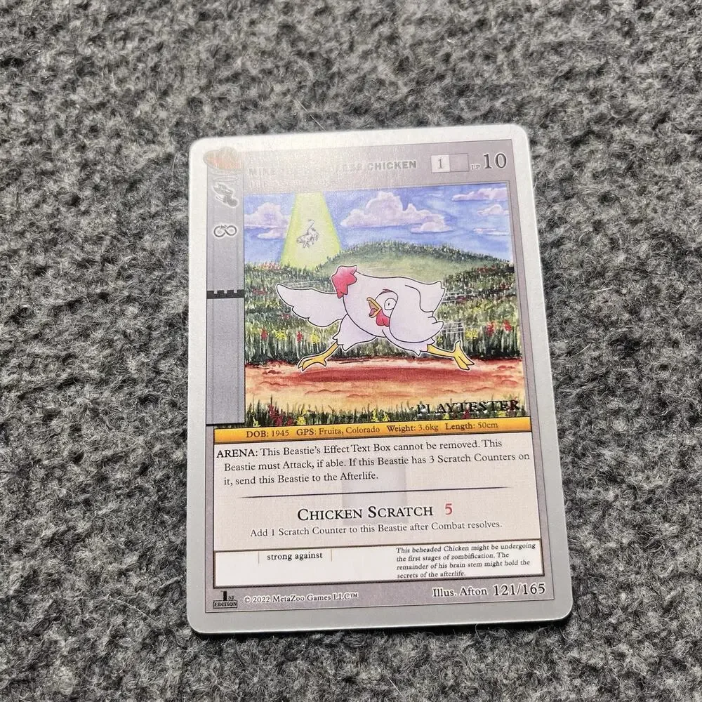 Metazoo Playtester Mike The Headless Chicken UFO 1st Edition Silver Border